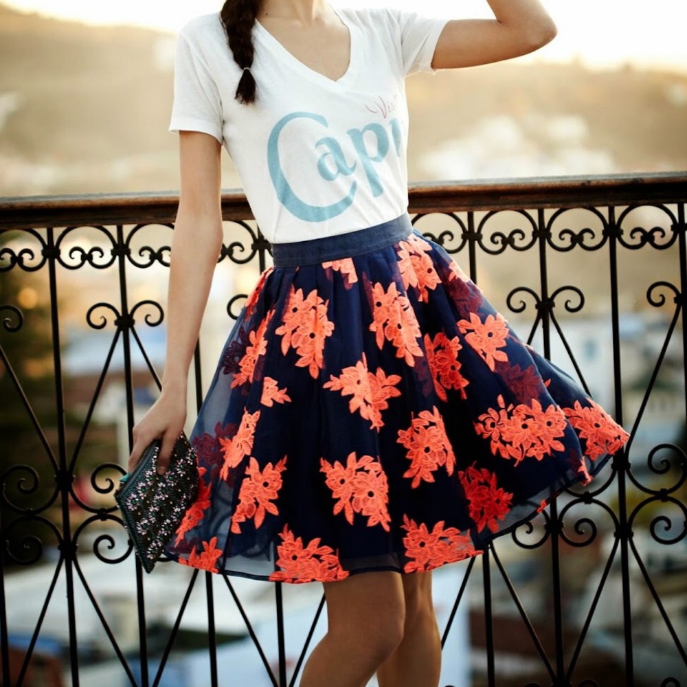 Anthropologie Maeve Pome Blossom Skirt